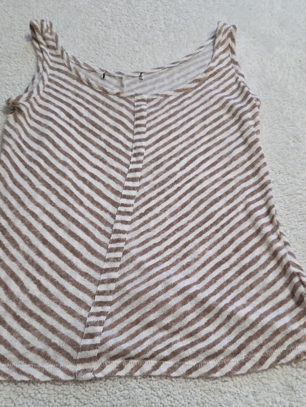 TAN AND WHITE STRIPED TANK TOP
